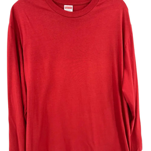 Supreme Blank Red Long Sleeve Cotton Tee Shirt Size Large - Picture 3 of 9